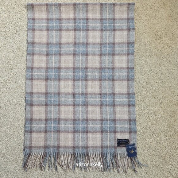 James Pringle Weavers Accessories - NWT James Pringle Weavers 100% Wool Plaid MacKellar Tan, Grey & Brown